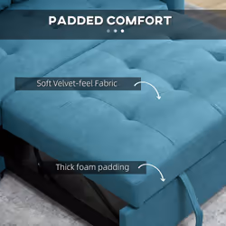 HOMCOM 2 Seater Sofa Bed Convertible Bed Settee with Cushions, Pockets, Blue - Additional view 5