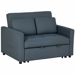HOMCOM 2 Seater Sofa Bed Convertible Bed Settee with Cushions, Pockets, Grey - Additional view 8
