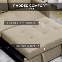 HOMCOM 2 Seater Sofa Bed Convertible Bed Settee with Cushions, Pockets, Brown