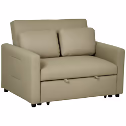 HOMCOM 2 Seater Sofa Bed Convertible Bed Settee with Cushions, Pockets, Brown - Additional view 8