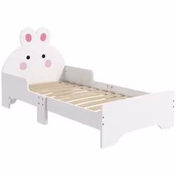 ZONEKIZ Toddler Bed, Kids Bedroom Furniture, Rabbit Design - White