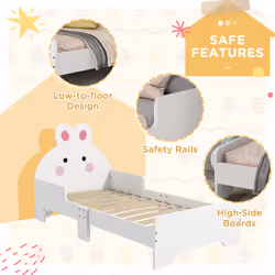 ZONEKIZ Toddler Bed, Kids Bedroom Furniture, Rabbit Design - White - Additional view 4