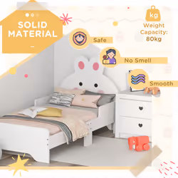 ZONEKIZ Toddler Bed, Kids Bedroom Furniture, Rabbit Design - White - Additional view 5