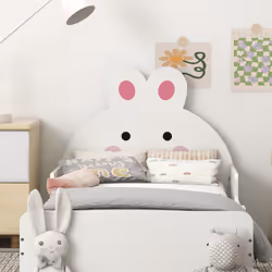ZONEKIZ Toddler Bed, Kids Bedroom Furniture, Rabbit Design - White - Additional view 7