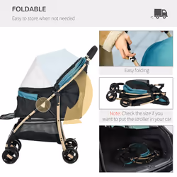 PawHut Pet Stroller for XS and S Dogs w/ Rain Cover - Dark Green - Additional view 8