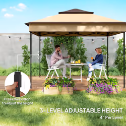 Outsunny 3 x 3(m) Pop Up Gazebo Tent with Netting, Height Adjustable, Beige - Additional view 4