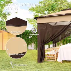Outsunny 3 x 3(m) Pop Up Gazebo Tent with Netting, Height Adjustable, Beige - Additional view 5