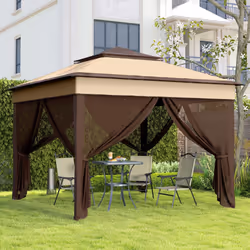 Outsunny 3 x 3(m) Pop Up Gazebo Tent with Netting, Height Adjustable, Beige - Additional view 7