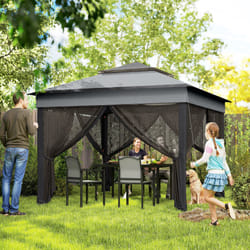 Outsunny 3 x 3(m) Pop Up Gazebo Tent with Netting, Height Adjustable, Grey