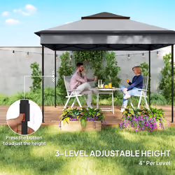 Outsunny 3 x 3(m) Pop Up Gazebo Tent with Netting, Height Adjustable, Grey