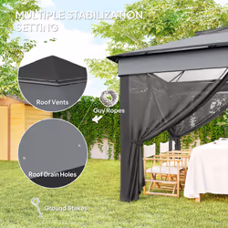 Outsunny 3 x 3(m) Pop Up Gazebo Tent with Netting, Height Adjustable, Grey - Additional view 4