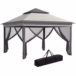 Outsunny 3 x 3(m) Pop Up Gazebo Tent with Netting, Height Adjustable, Grey - Additional view 8