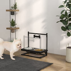 PawHut Raised Dog Bowl w/ Adjustable Height Stand, for Small Medium Large Dogs