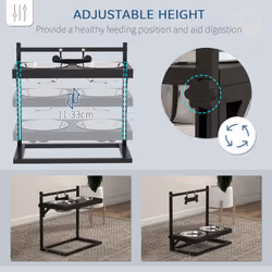 PawHut Raised Dog Bowl w/ Adjustable Height Stand, for Small Medium Large Dogs - Additional view 11