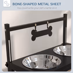 PawHut Raised Dog Bowl w/ Adjustable Height Stand, for Small Medium Large Dogs
