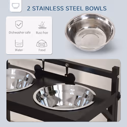 PawHut Raised Dog Bowl w/ Adjustable Height Stand, for Small Medium Large Dogs - Additional view 4