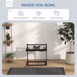 PawHut Raised Dog Bowl w/ Adjustable Height Stand, for Small Medium Large Dogs - Additional view 5