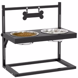 PawHut Raised Dog Bowl w/ Adjustable Height Stand, for Small Medium Large Dogs - Additional view 8