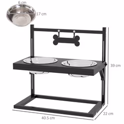 PawHut Raised Dog Bowl w/ Adjustable Height Stand, for Small Medium Large Dogs - Additional view 9