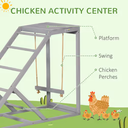 PawHut Chicken Coop Toy with Swing, Ladder, Platform for 2 Chickens, Hens, Grey - Additional view 5