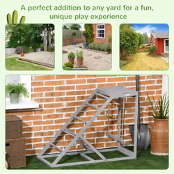 PawHut Chicken Coop Toy with Swing, Ladder, Platform for 2 Chickens, Hens, Grey - Additional view 6