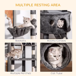 PawHut 240-260cm Floor to Ceiling Cat Tree with Scratching Posts - Dark Grey - Additional view 5