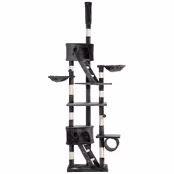PawHut 240-260cm Floor to Ceiling Cat Tree with Scratching Posts - Dark Grey - Additional view 8