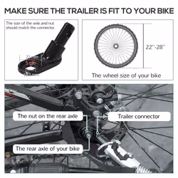 HOMCOM Bike Trailer Wagon Bicycle Cargo Trailer w/ Suspension, 2 Wheels, Black - Additional view 6