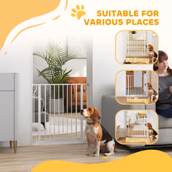 PawHut Dog Gate Wide Stair Gate w/ Door Pressure Fit, 75-85W cm, White - Additional view 6