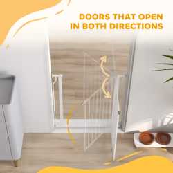 PawHut Dog Gate Wide Stair Gate w/ Door Pressure Fit, 75-85W cm, White - Additional view 7
