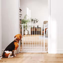 PawHut Dog Gate Wide Stair Gate w/ Door Pressure Fit, 75-85W cm, White - Additional view 8