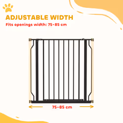 PawHut Dog Gate Wide Stair Gate w/ Door Pressure Fit, 75-85W cm, Black