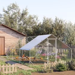 PawHut Walk In Chicken Run Large Galvanised Chicken Coop w/ Cover 6 x 3 x 2m