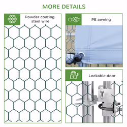 PawHut Walk In Chicken Run Large Galvanised Chicken Coop w/ Cover 6 x 3 x 2m - Additional view 5