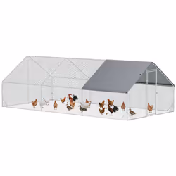 PawHut Walk In Chicken Run Large Galvanised Chicken Coop w/ Cover 6 x 3 x 2m - Additional view 8