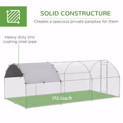 PawHut Walk-In Chicken Run Galvanised Chicken Coop w/ Cover 2.8 x 1.9 x 2m - Additional view 4