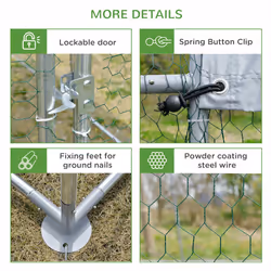 PawHut Walk-In Chicken Run Galvanised Chicken Coop w/ Cover 2.8 x 1.9 x 2m - Additional view 5