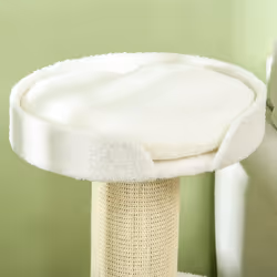 PawHut 2 Tier Cat Resting Tree w/ Top Basket Cushion Sisal Post Cream White - Additional view 5