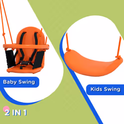 Outsunny Garden Swing Set for Toddlers w/ Safety Belt - Orange and Blue
