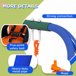 Outsunny Garden Swing Set for Toddlers w/ Safety Belt - Orange and Blue - Additional view 4