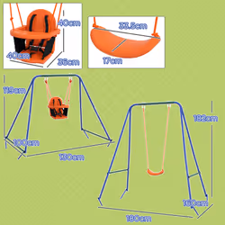 Outsunny Garden Swing Set for Toddlers w/ Safety Belt - Orange and Blue - Additional view 7
