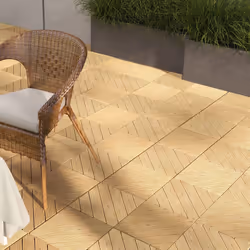 Outsunny 9 Pcs Interlocking Flooring Tiles for Patio, Balcony, Hot Tub, Yellow