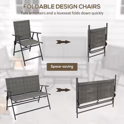 Outsunny Patio Furniture Set, Garden Set w/ Table, Foldable Chairs, a Loveseat