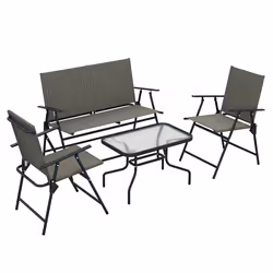 Outsunny Patio Furniture Set, Garden Set w/ Table, Foldable Chairs, a Loveseat - Additional view 8