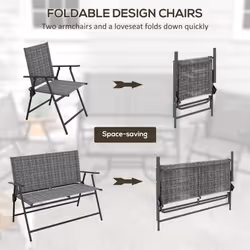 Outsunny Patio Furniture Set, Garden Set w/ Table, Foldable Chairs, a Loveseat