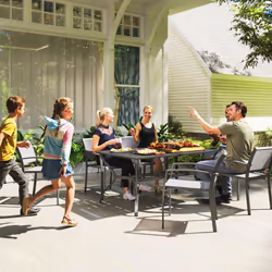 Outsunny Garden Dining Table with Steel Frame and Slatted Top for Balcony Black - Additional view 8