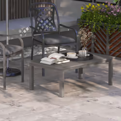 Outsunny Aluminium Outdoor Coffee Table Patio Table with Slat Top, Brown