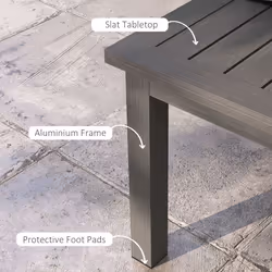 Outsunny Aluminium Outdoor Coffee Table Patio Table with Slat Top, Brown