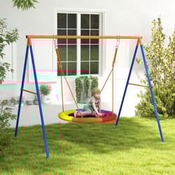 Outsunny Kids Swing Nest Swing Seat with A-Frame Structure for Outdoor Use