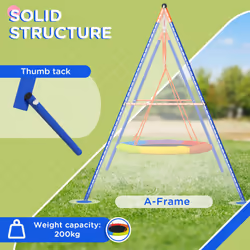 Outsunny Kids Swing Nest Swing Seat with A-Frame Structure for Outdoor Use